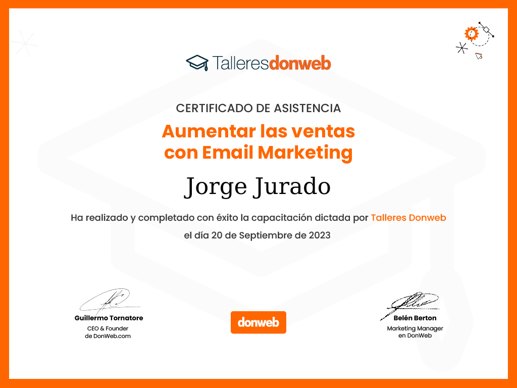 Certificado de asistencia · Talleres DonWeb