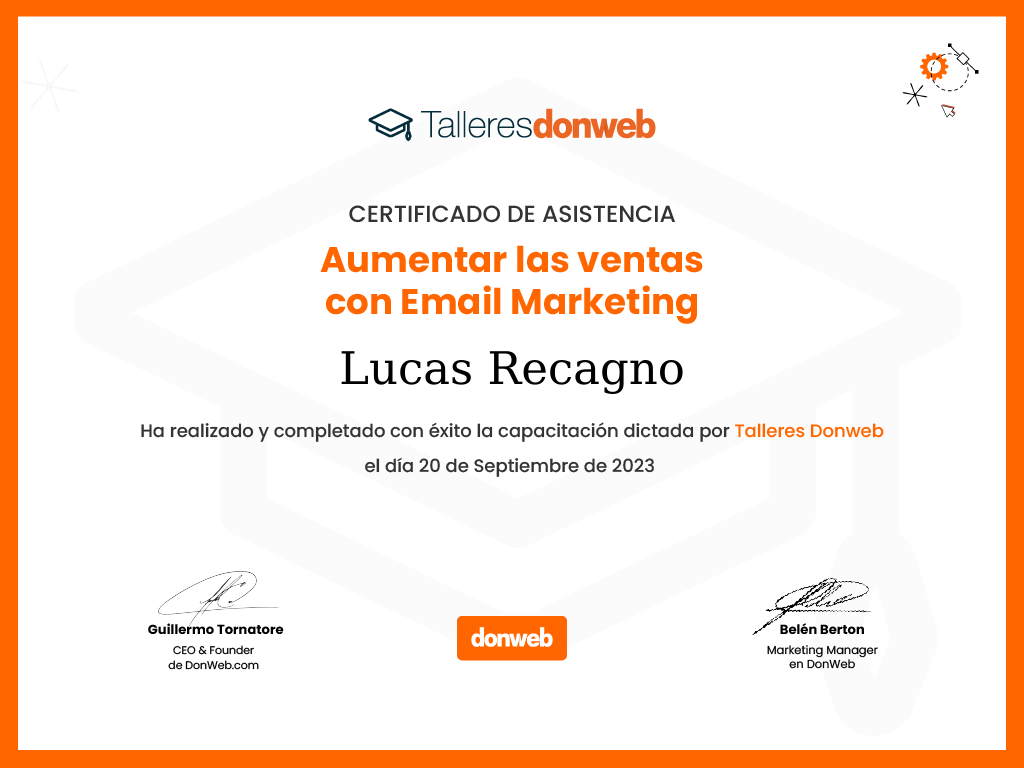 Certificado de asistencia · Talleres DonWeb
