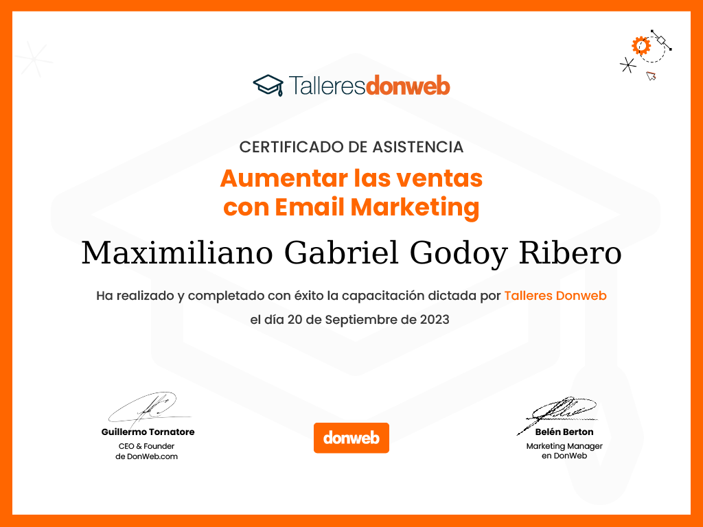 Certificado de asistencia · Talleres DonWeb