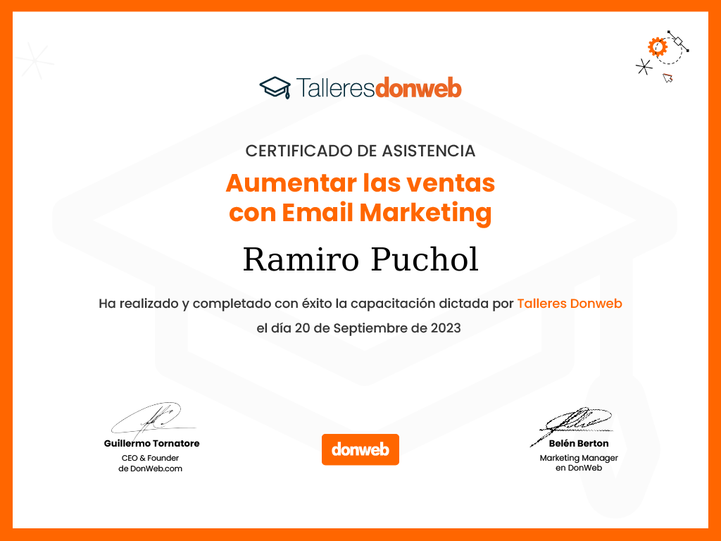 Certificado de asistencia · Talleres DonWeb