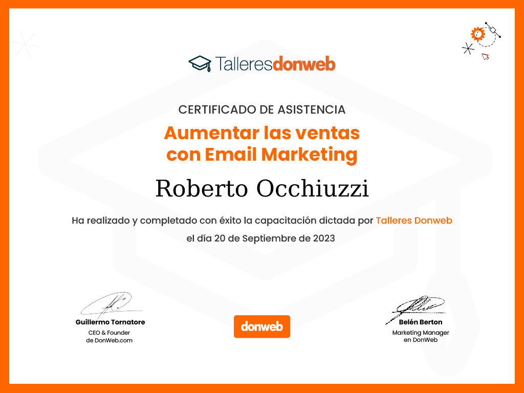 Certificado de asistencia · Talleres DonWeb