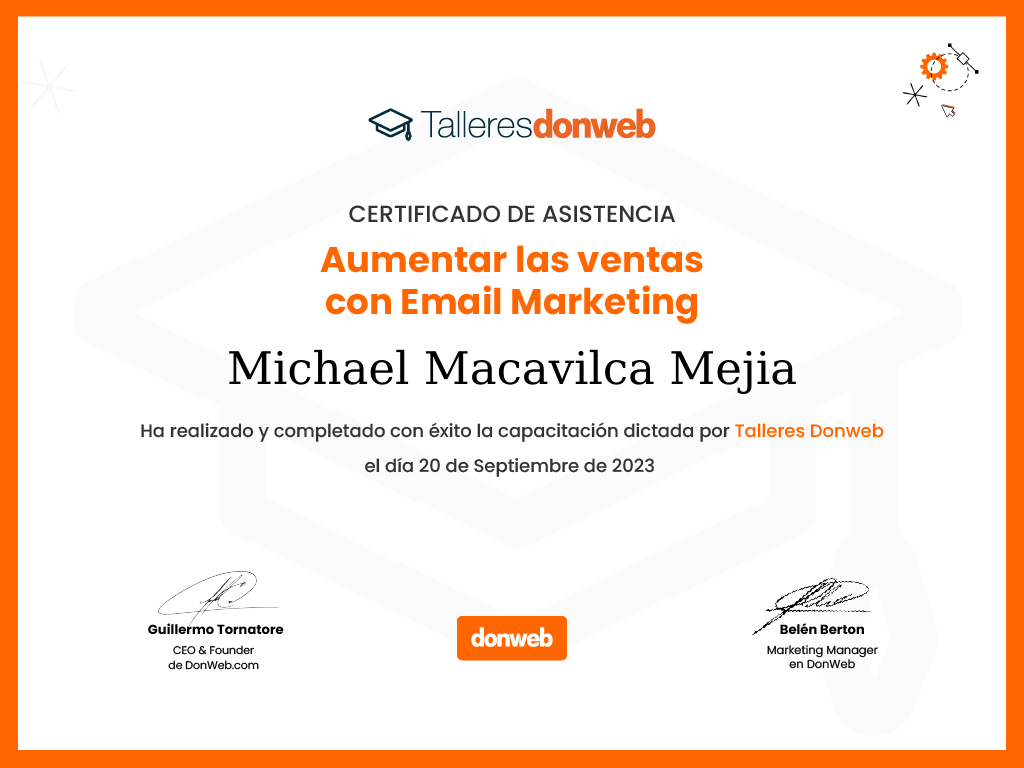 Certificado de asistencia · Talleres DonWeb