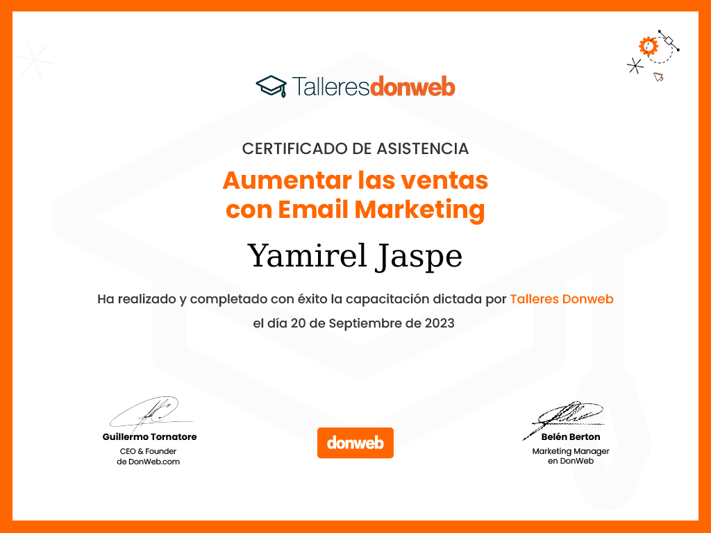 Certificado de asistencia · Talleres DonWeb