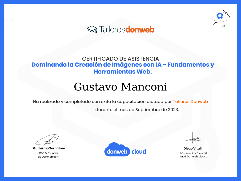 Certificado de asistencia · Talleres DonWeb