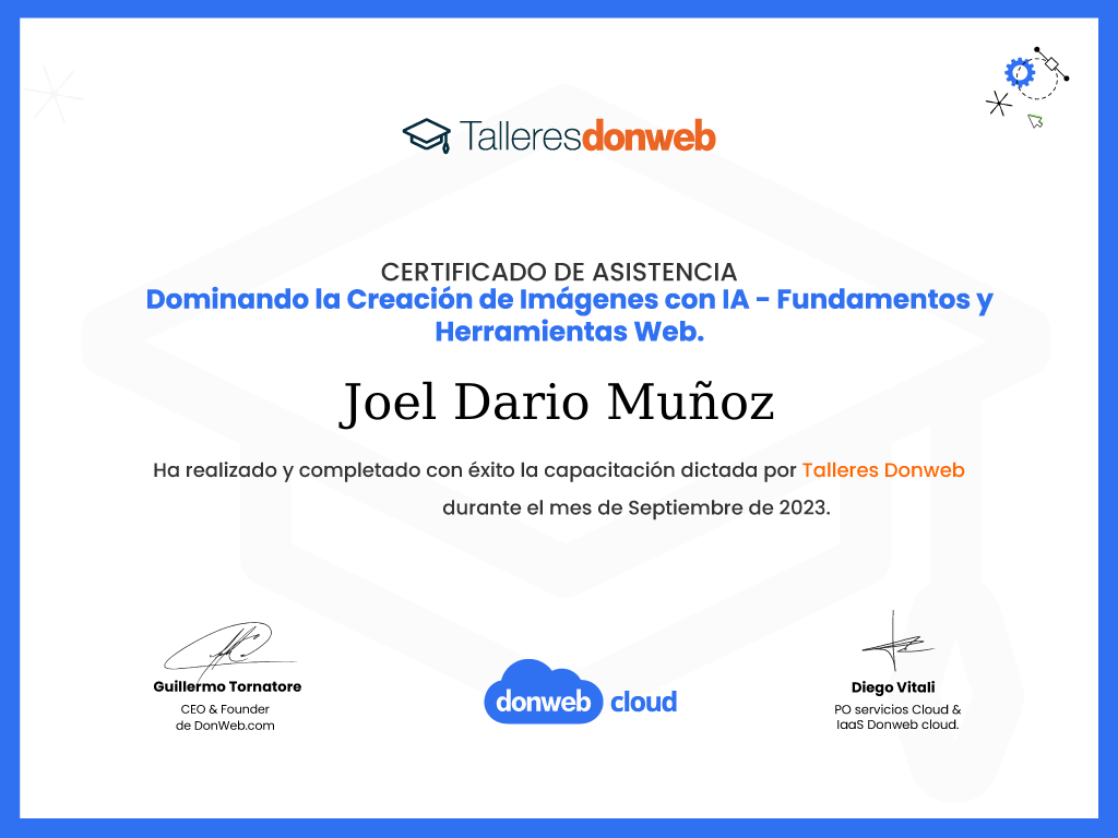 Certificado de asistencia · Talleres DonWeb