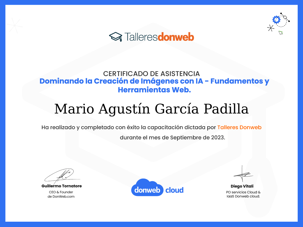 Certificado de asistencia · Talleres DonWeb
