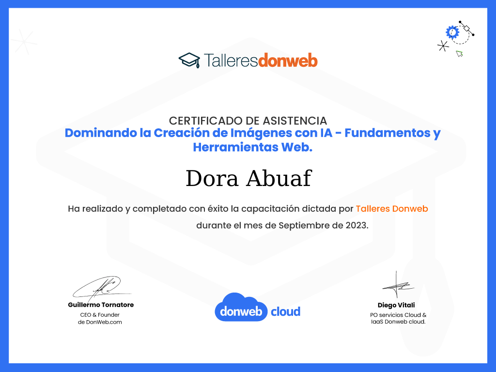 Certificado de asistencia · Talleres DonWeb