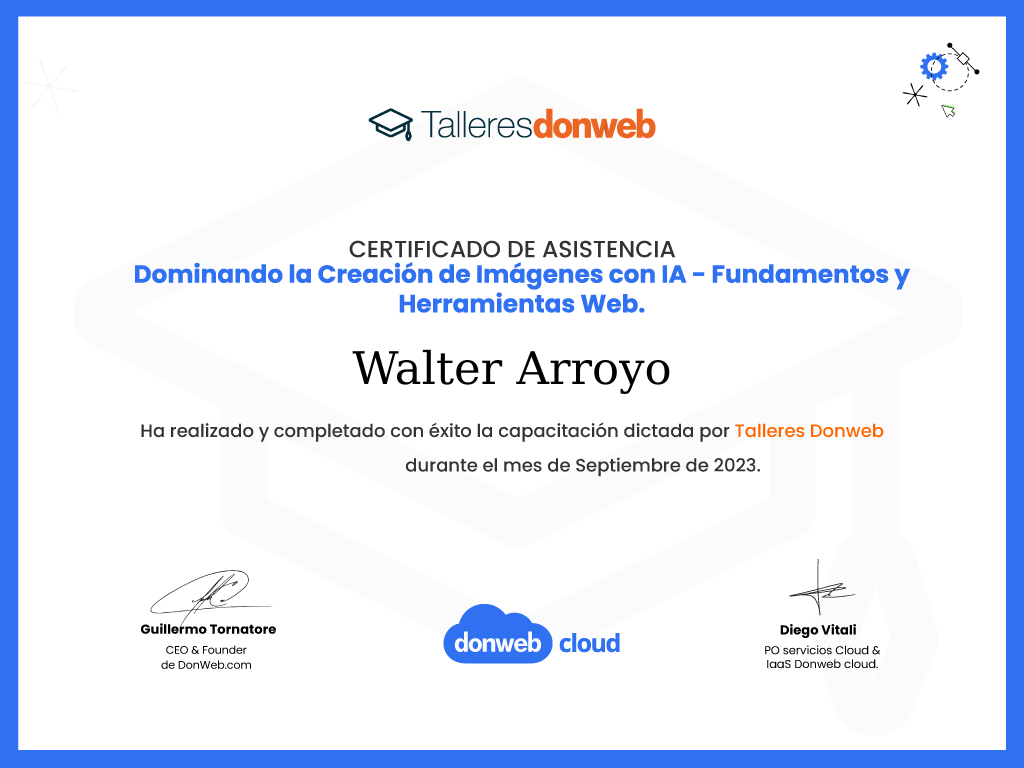 Certificado de asistencia · Talleres DonWeb