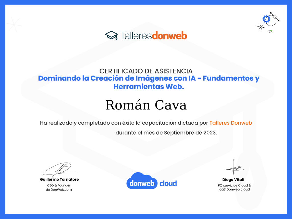 Certificado de asistencia · Talleres DonWeb