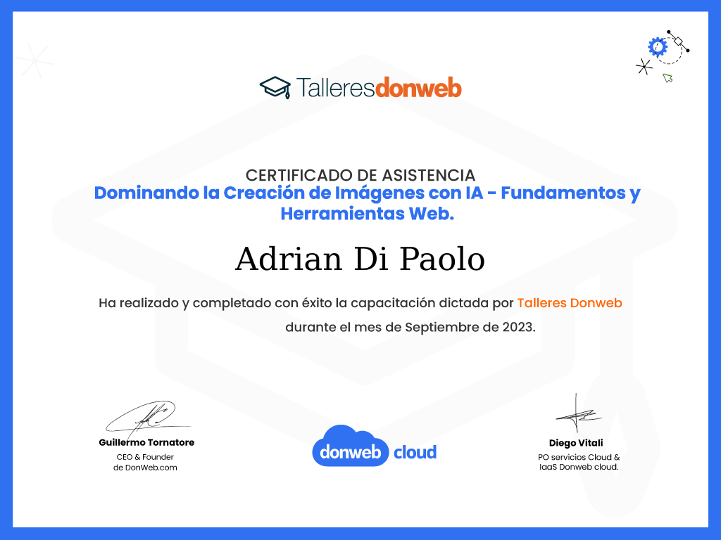 Certificado de asistencia · Talleres DonWeb
