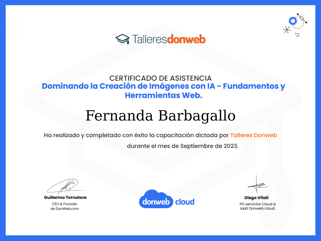 Certificado de asistencia · Talleres DonWeb