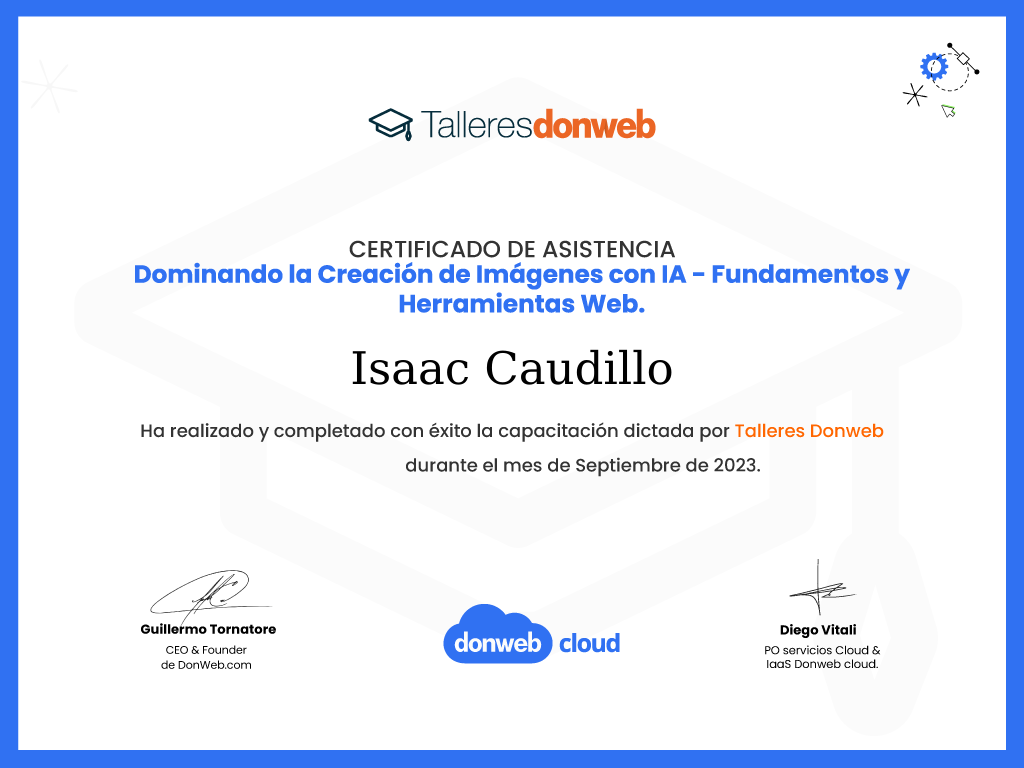 Certificado de asistencia · Talleres DonWeb