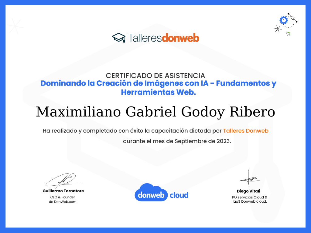 Certificado de asistencia · Talleres DonWeb