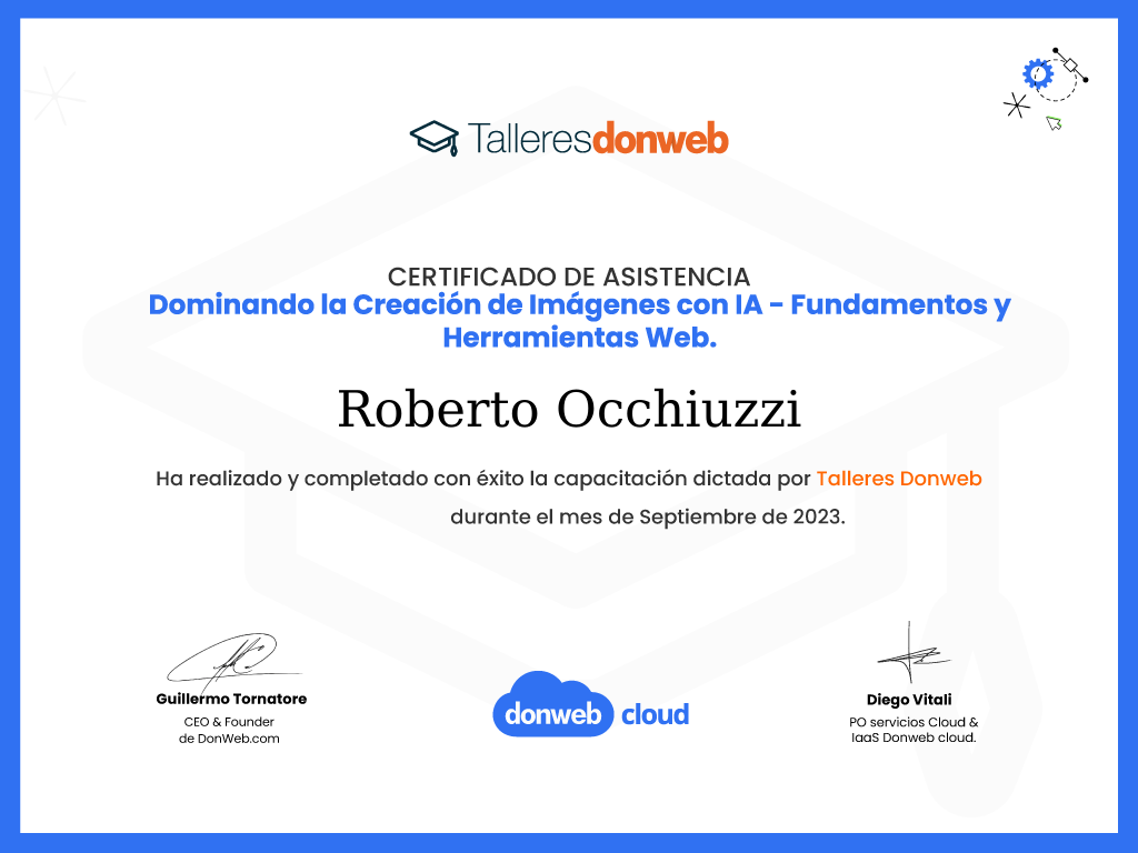 Certificado de asistencia · Talleres DonWeb