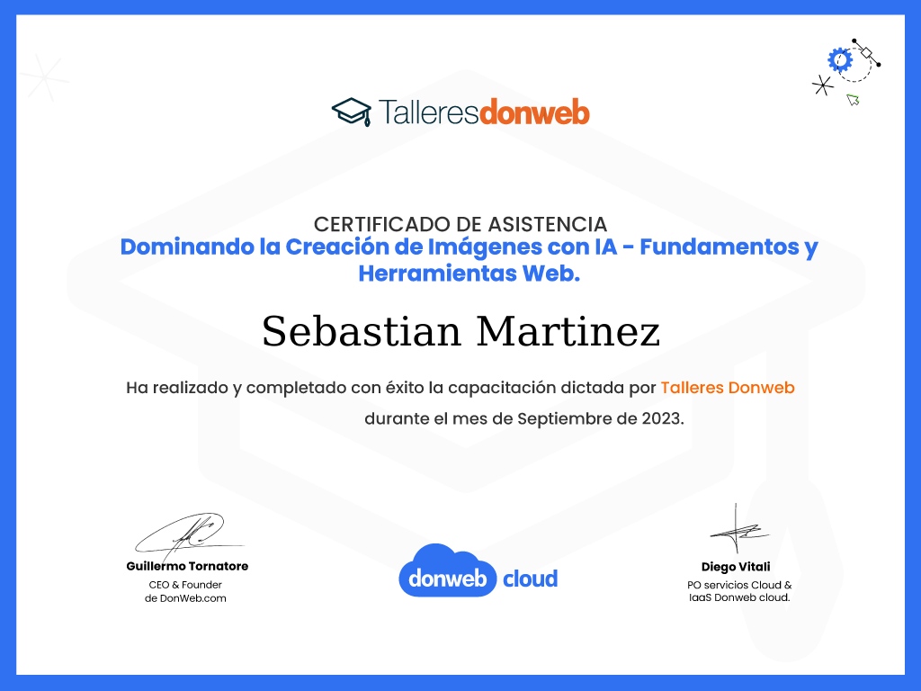 Certificado de asistencia · Talleres DonWeb
