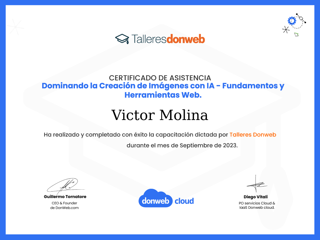 Certificado de asistencia · Talleres DonWeb