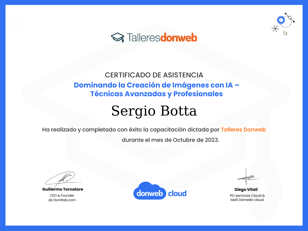 Certificado de asistencia · Talleres DonWeb