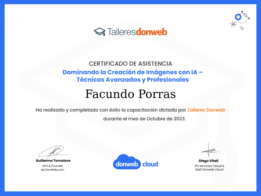 Certificado de asistencia · Talleres DonWeb