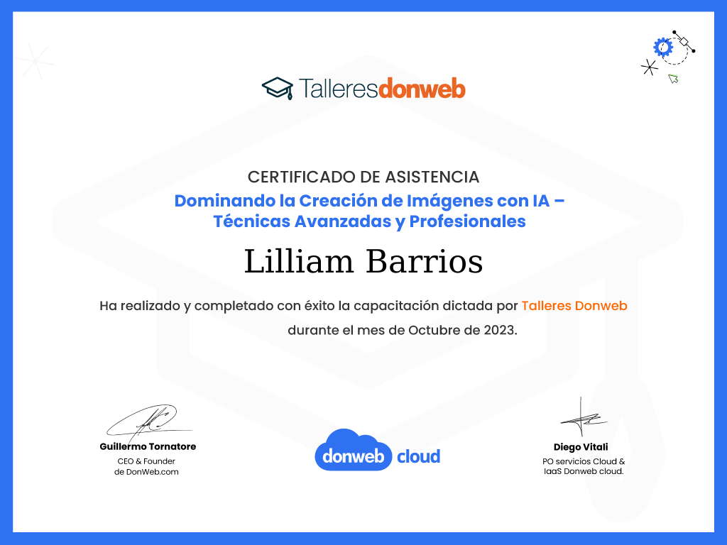 Certificado de asistencia · Talleres DonWeb