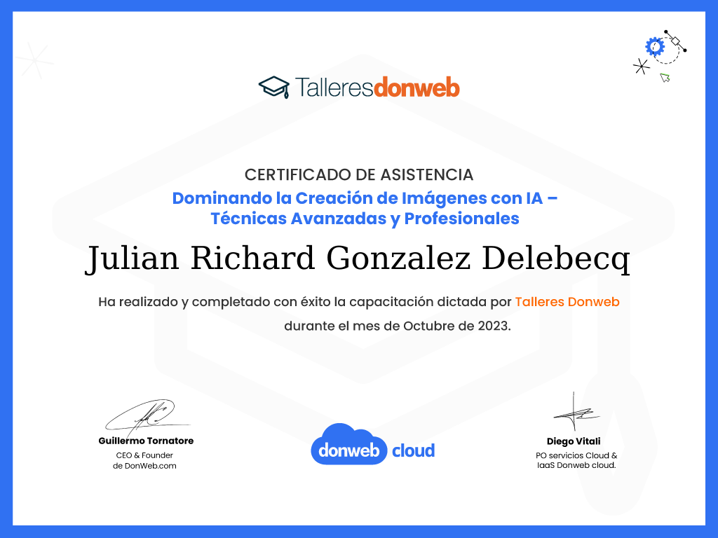 Certificado de asistencia · Talleres DonWeb