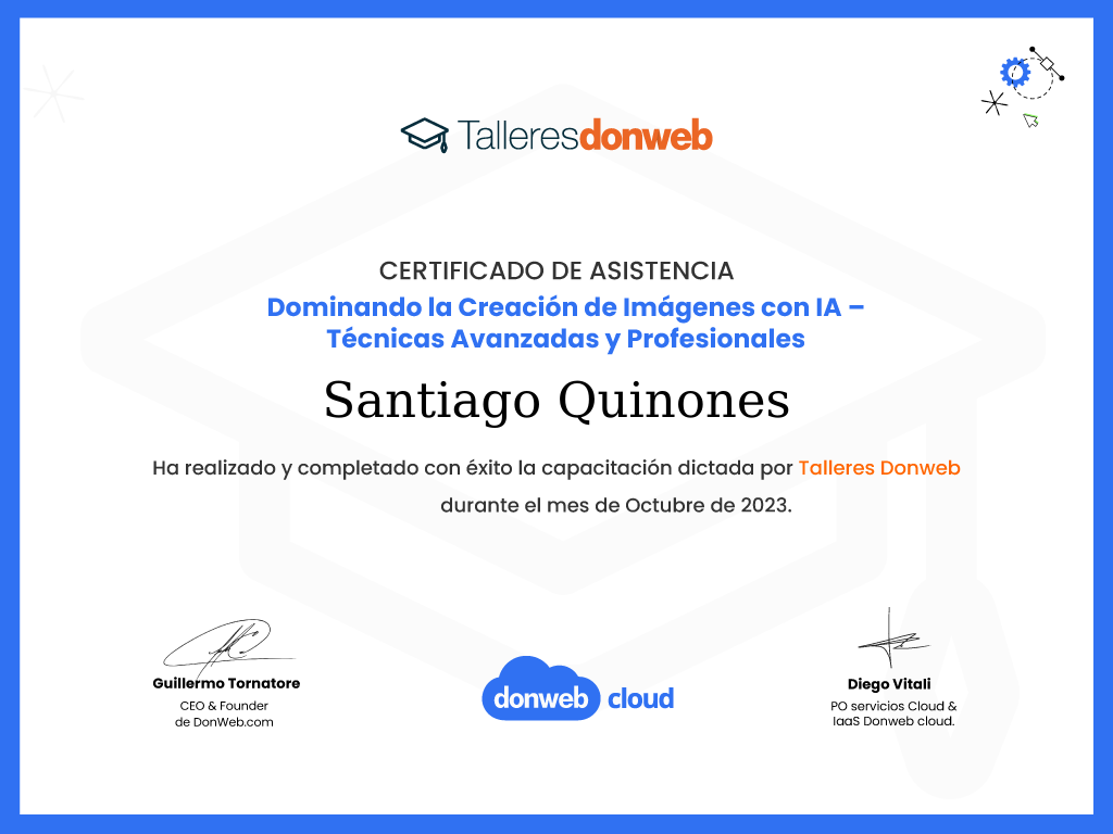 Certificado de asistencia · Talleres DonWeb
