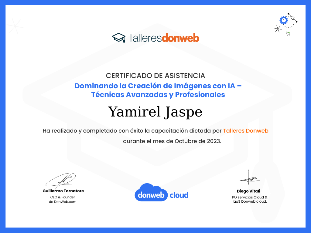Certificado de asistencia · Talleres DonWeb