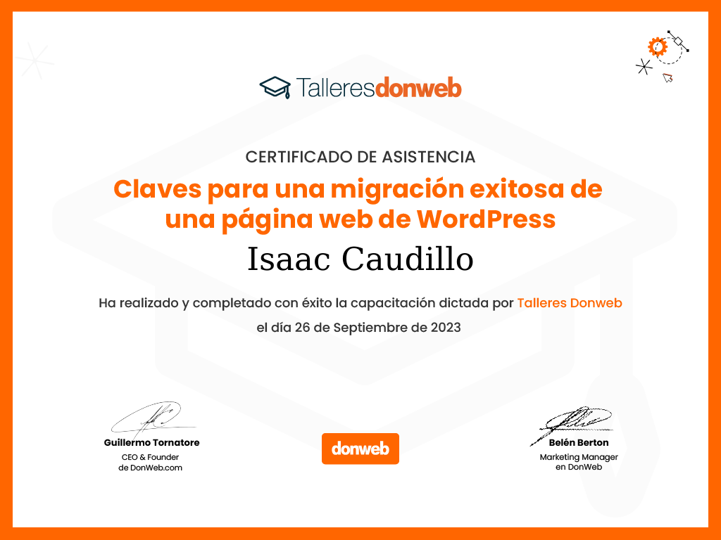 Certificado de asistencia · Talleres DonWeb