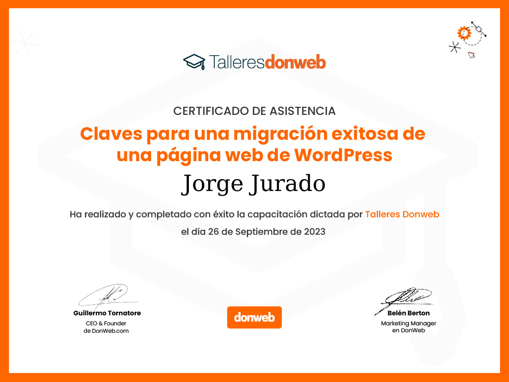 Certificado de asistencia · Talleres DonWeb