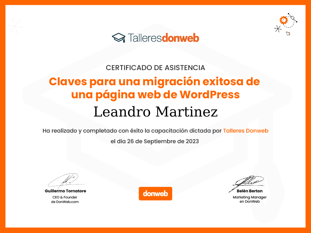 Certificado de asistencia · Talleres DonWeb