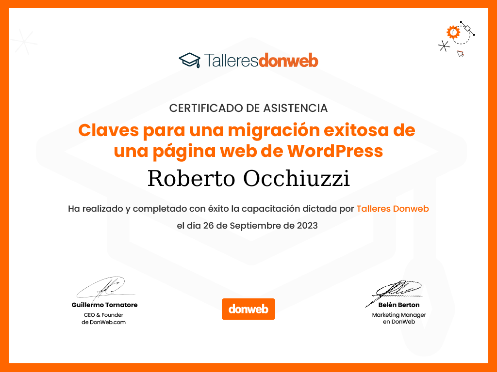 Certificado de asistencia · Talleres DonWeb