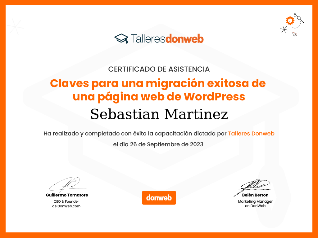 Certificado de asistencia · Talleres DonWeb