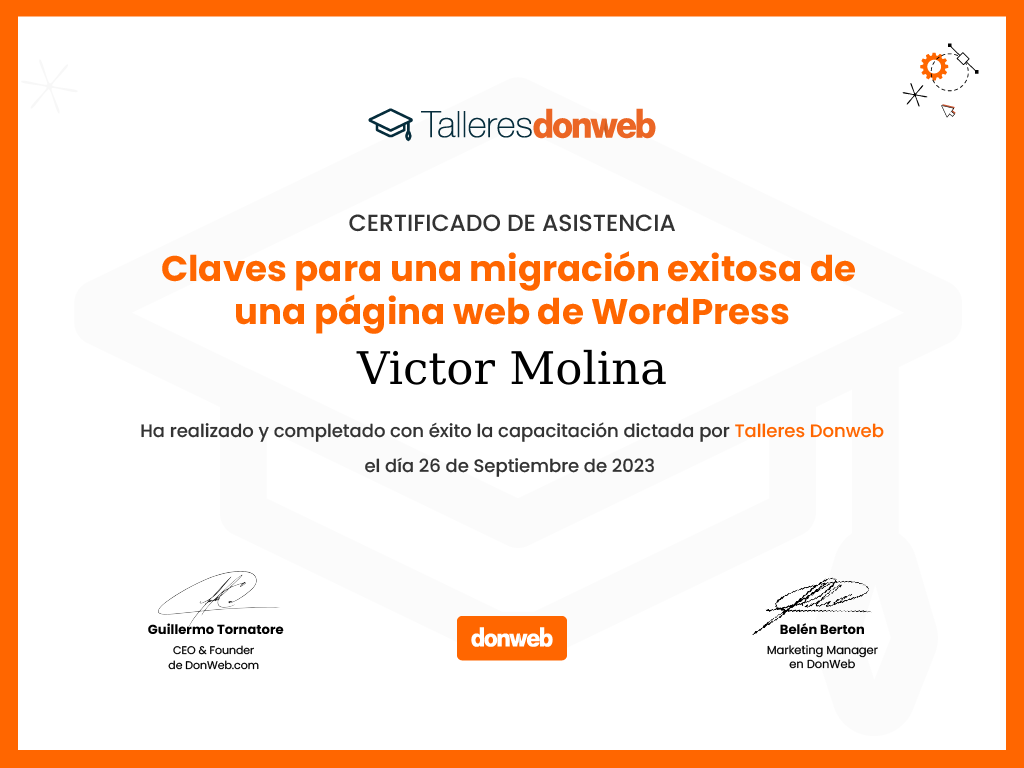 Certificado de asistencia · Talleres DonWeb
