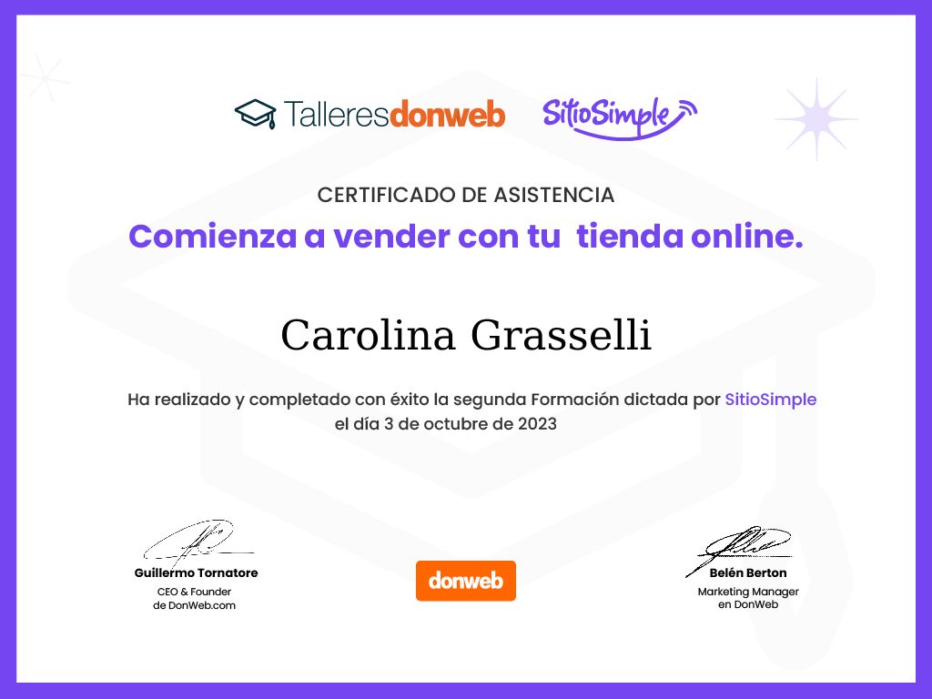 Certificado de asistencia · Talleres DonWeb