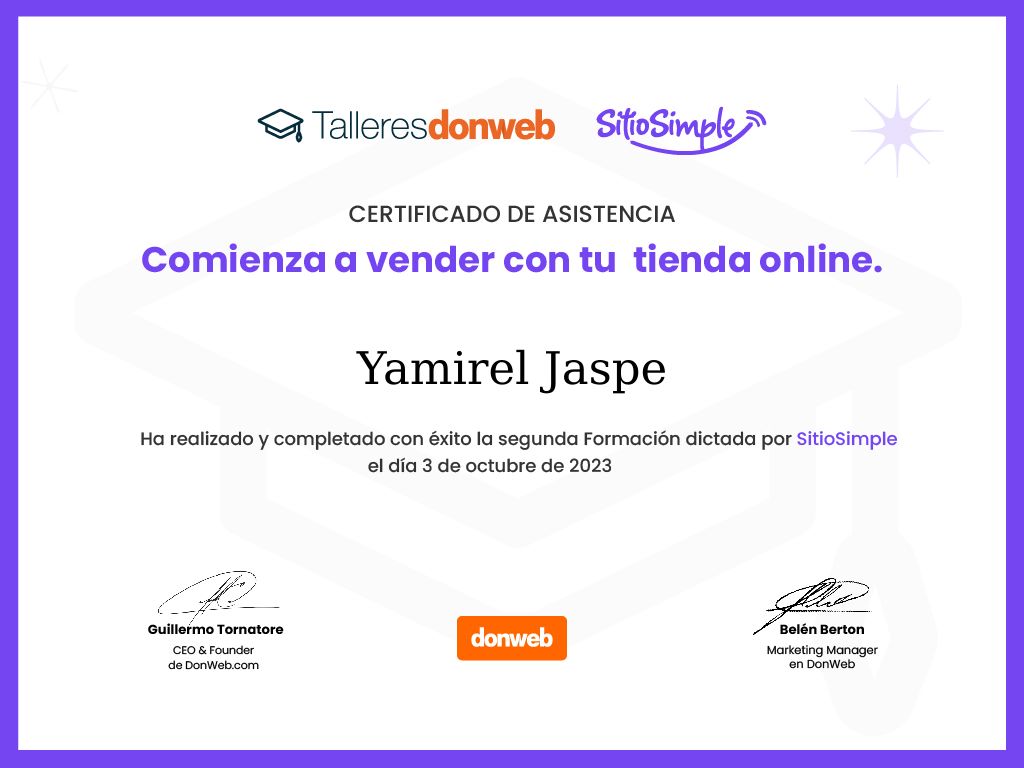 Certificado de asistencia · Talleres DonWeb