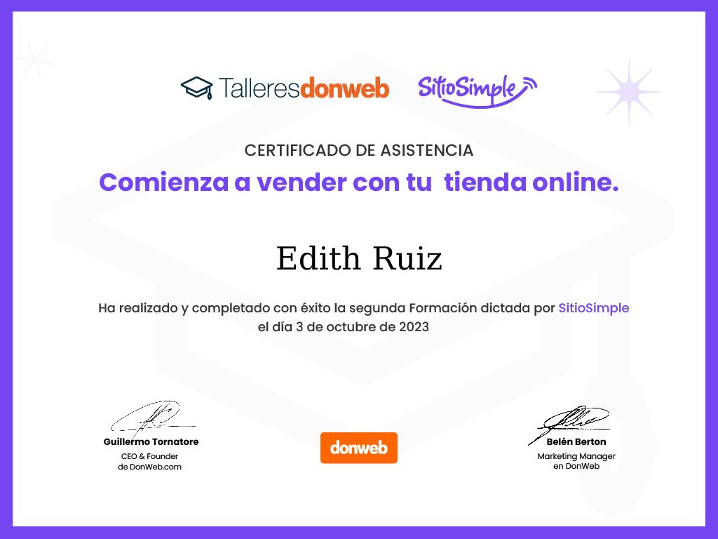 Certificado de asistencia · Talleres DonWeb