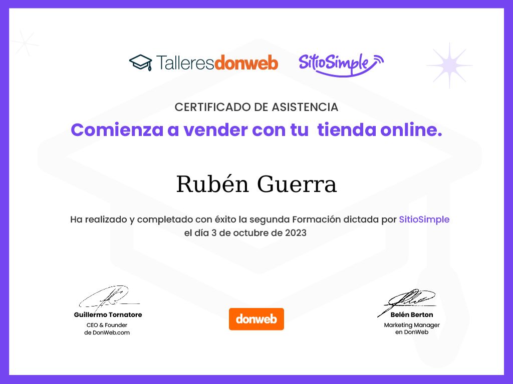 Certificado de asistencia · Talleres DonWeb
