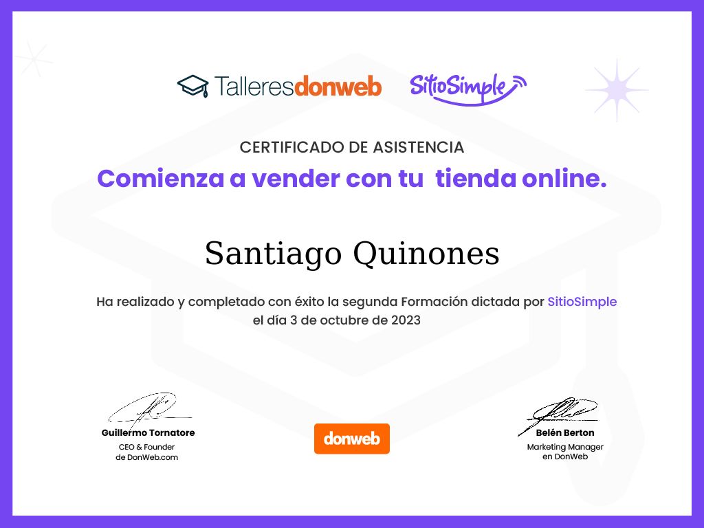Certificado de asistencia · Talleres DonWeb