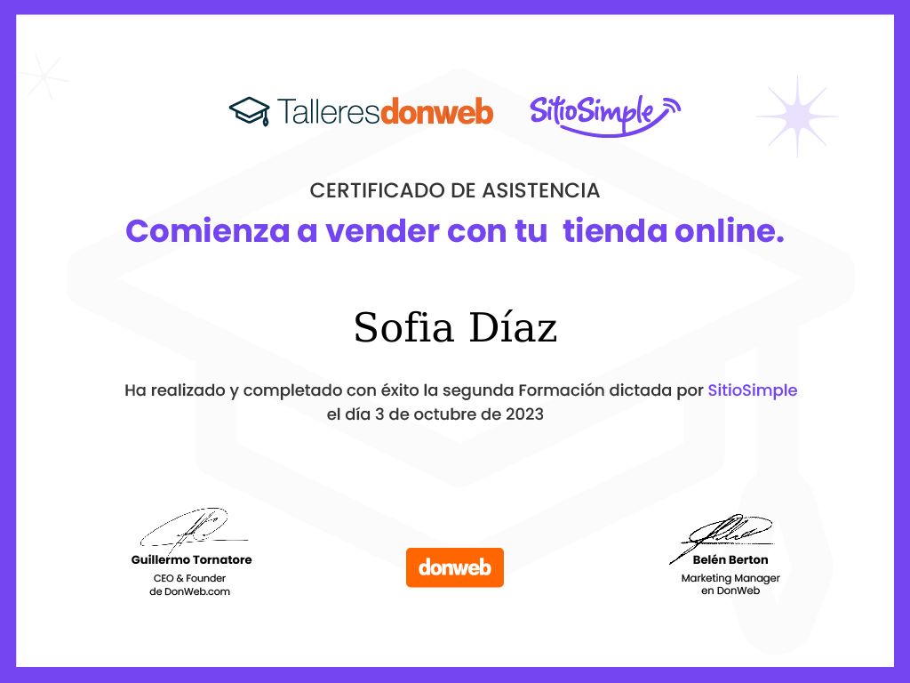 Certificado de asistencia · Talleres DonWeb