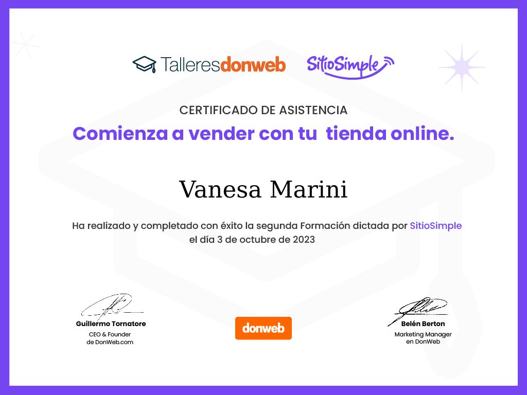 Certificado de asistencia · Talleres DonWeb