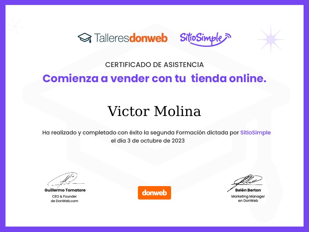 Certificado de asistencia · Talleres DonWeb